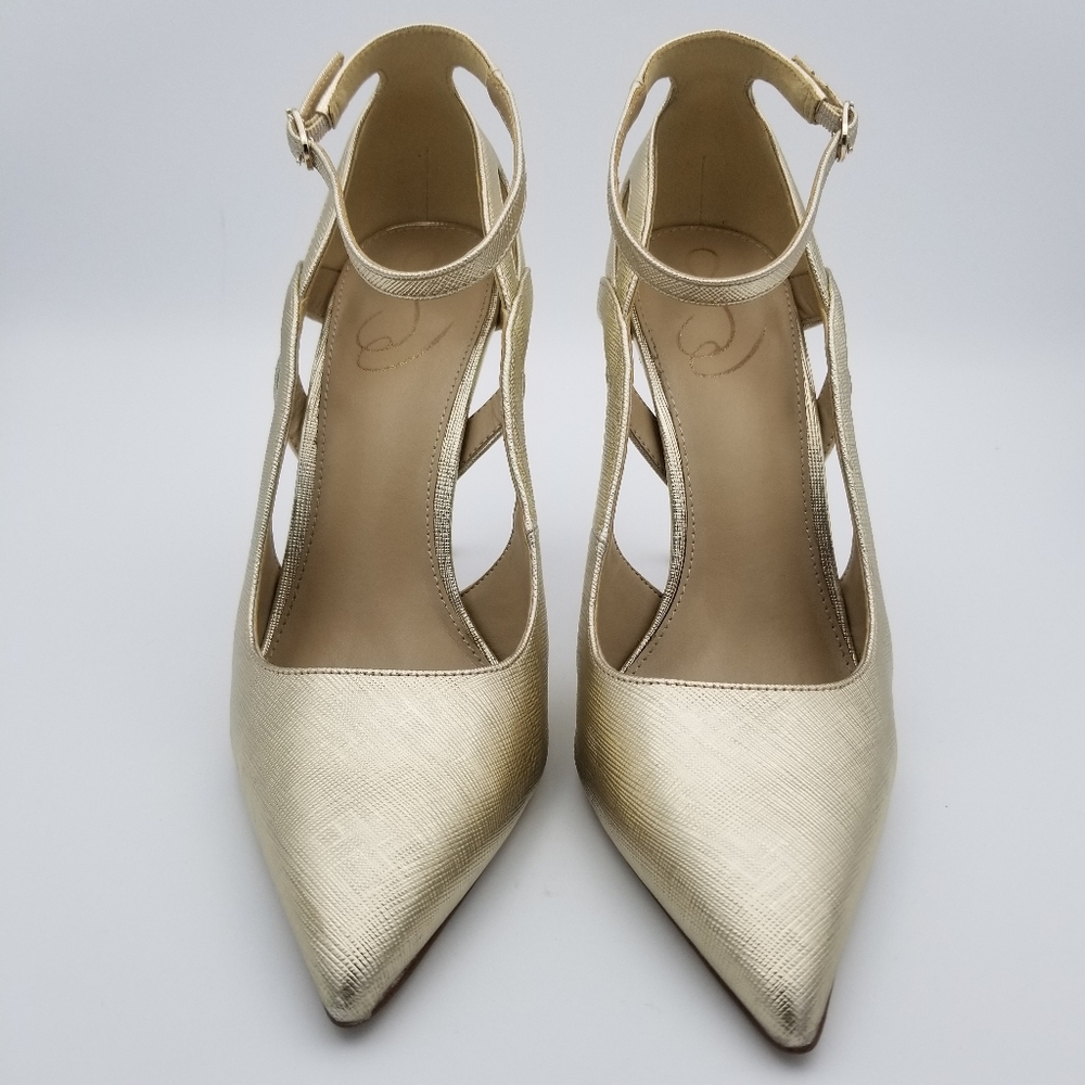 Sam Edelman Adelisa Ankle Strap Stiletto Heels, Gold Leaf, Women's Size 8.5 - Picture 5 of 16